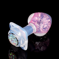 Анальная пробка сердечко UNIVIBE, силиконовая с камнем, розовая, 7.8 х 2.8 см