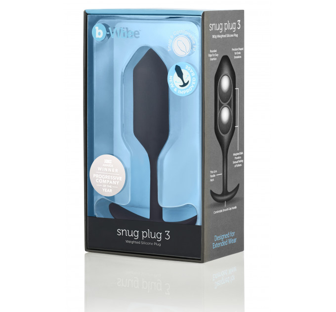 Анальная пробка со смещенным центром тяжести Snug Plug 3 B-Vibe, силиконовая, черная