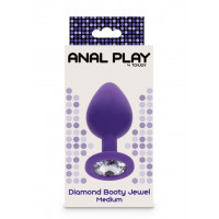 Анальна пробка із прозорим кристалом Toy Joy Diamond Booty Jewel фіолетовий, Medium