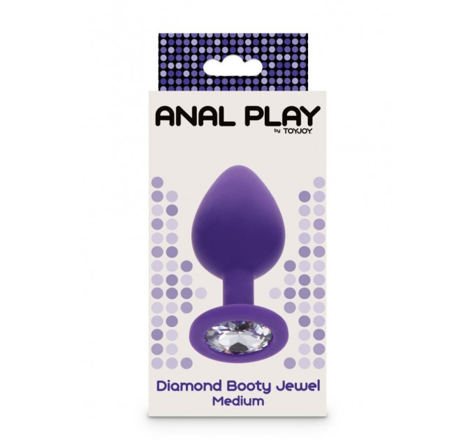 Анальная пробка с прозрачным кристаллом Toy Joy Diamond Booty Jewel фиолетовый, Medium