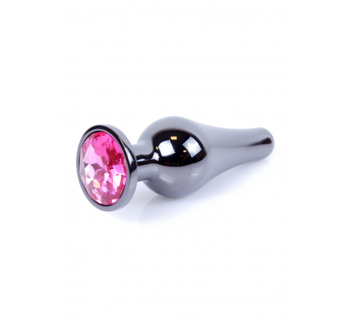 Анальная пробка из нержавеющей стали с камнем Plug-Jewellery Dark Silver BUTT PLUG- Pink