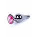 Анальная пробка из нержавеющей стали с камнем Plug-Jewellery Dark Silver BUTT PLUG- Pink