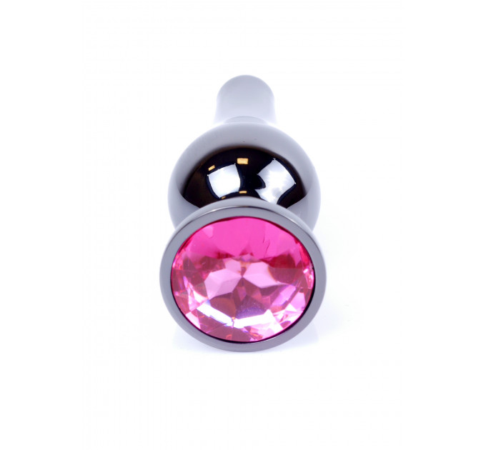 Анальная пробка из нержавеющей стали с камнем Plug-Jewellery Dark Silver BUTT PLUG- Pink