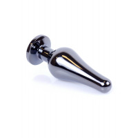 Анальная пробка из нержавеющей стали с камнем Plug-Jewellery Dark Silver BUTT PLUG- Pink