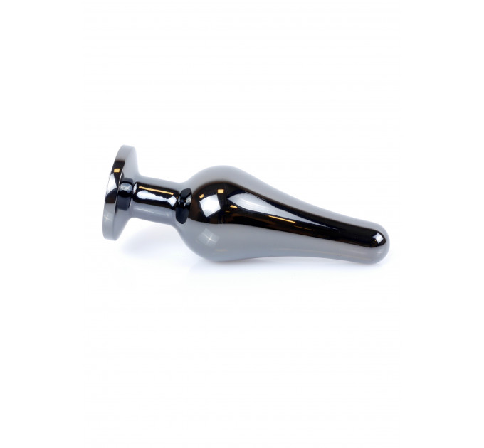 Анальная пробка из нержавеющей стали с камнем Plug-Jewellery Dark Silver BUTT PLUG- Pink