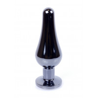 Анальная пробка из нержавеющей стали с камнем Plug-Jewellery Dark Silver BUTT PLUG- Pink