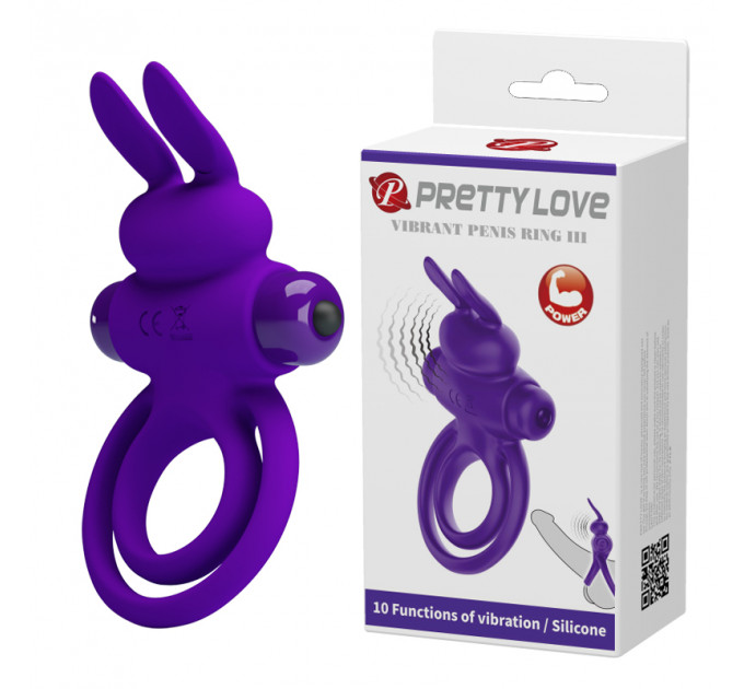 Ерекційне кільце PRETTY LOVE Penis Ring подвійним кільцем, фіолет