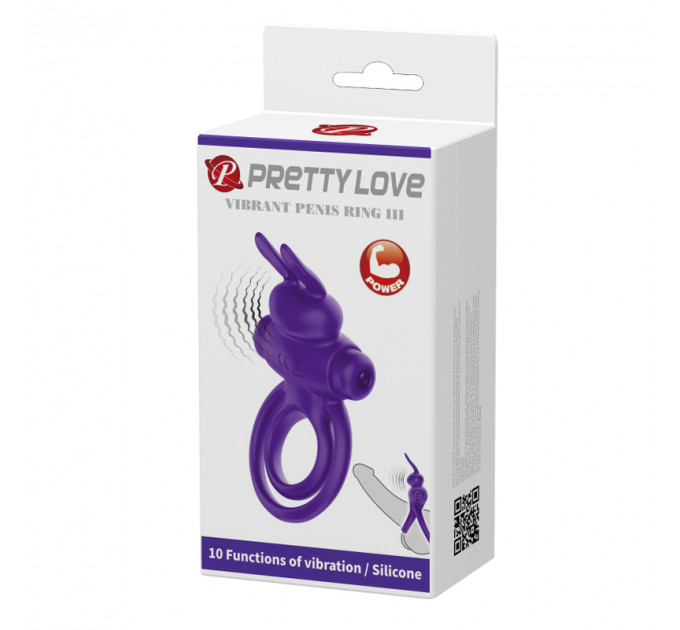 Ерекційне кільце PRETTY LOVE Penis Ring подвійним кільцем, фіолет