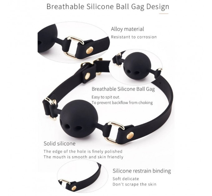 Кляп з кулькою Roоmfun Mouth Ball Gag силіконовий, чорний