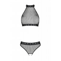Комплект белья в сеточку с открытым доступом MOONLIGHT SET black S/M - Passion