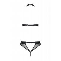 Комплект белья в сеточку с открытым доступом MOONLIGHT SET black S/M - Passion