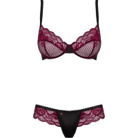 Комплект еротичної білизни Obsessive 842-SET-5 бордовий, S/M