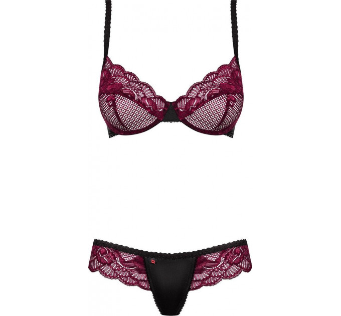 Комплект эротического белья Obsessive 842-SET-5 бордовый, S/M