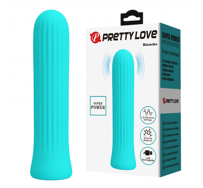 Міні-вібратор PRETTY LOVE Blanche бірюзовий, 2 х 10 см