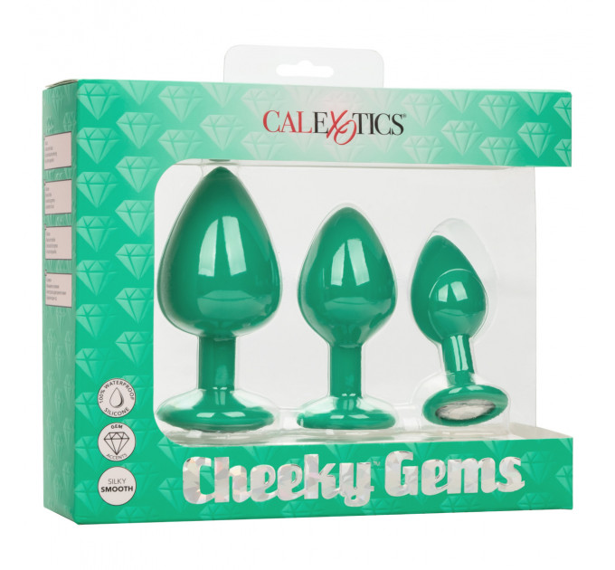 Набір анальних пробок Cheeky Gems 3 розміру, зелені