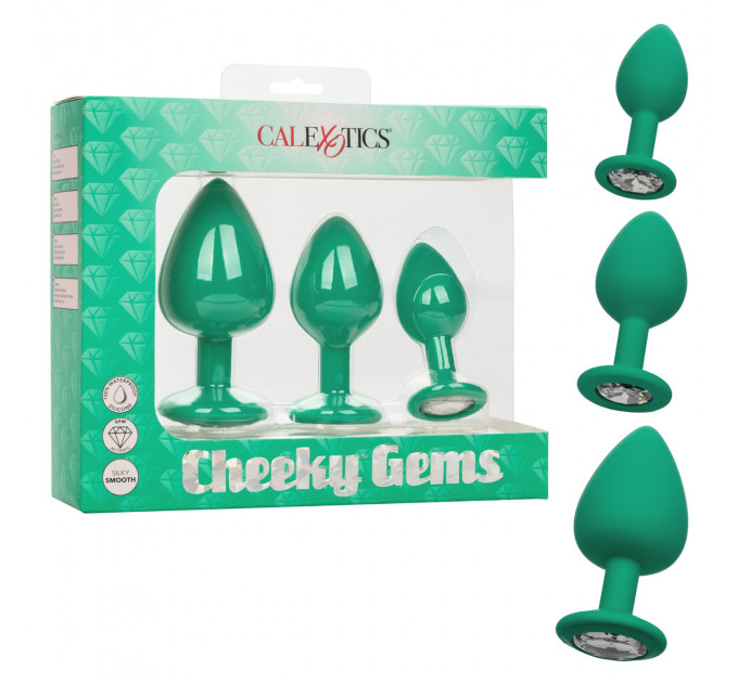 Набір анальних пробок Cheeky Gems 3 розміру, зелені