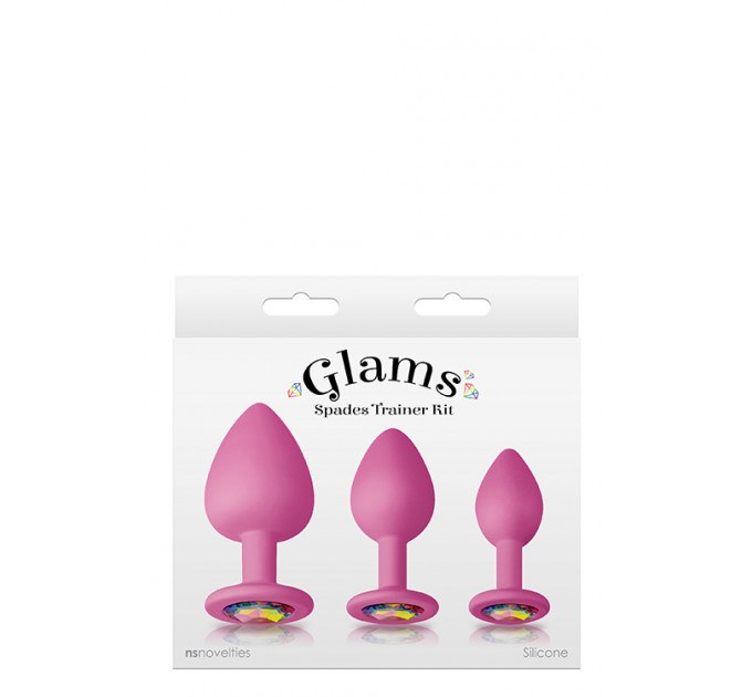 Набор анальных пробок силикон NS Novelties GLAMS SPADES TRAINER KIT PINK