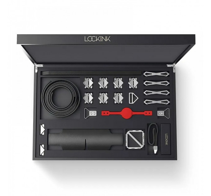 Набор для БДСМ Lockink, натуральная кожа и металл, черный, 7 предметов
