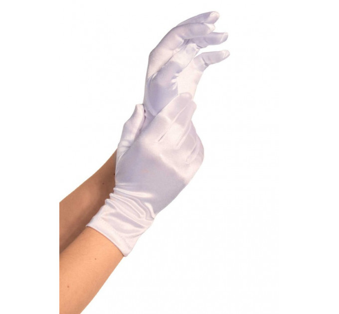 Рукавички сатинові Leg Avenue Satin Wrist білі, One Size
