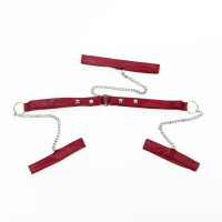 Сукня з мереживом Star Night з нашийником та наручниками, бордово-чорне, XS-S