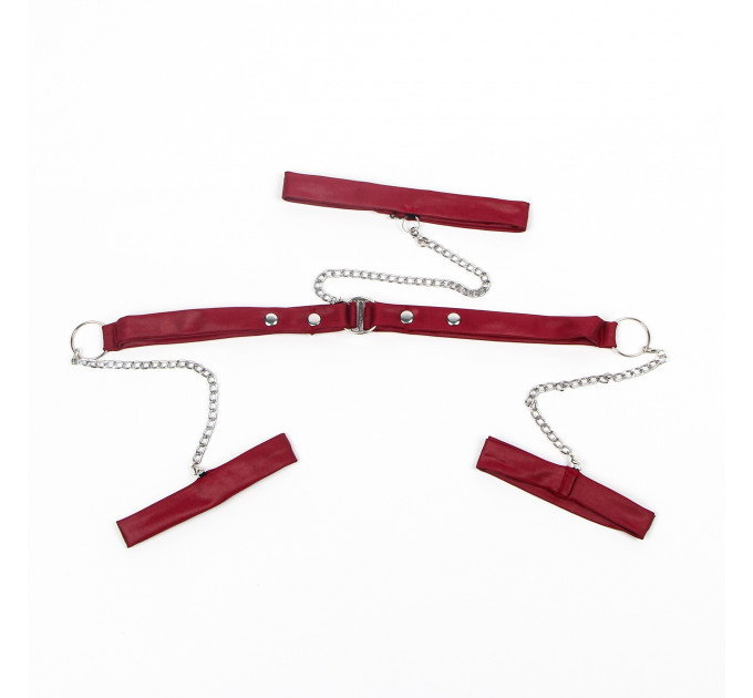 Сукня з мереживом Star Night з нашийником та наручниками, бордово-чорне, XS-S