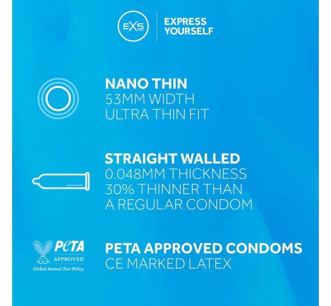 Презервативы ультратонкие EXS Nano Thin латексные (цена за упаковку, 3 шт.)