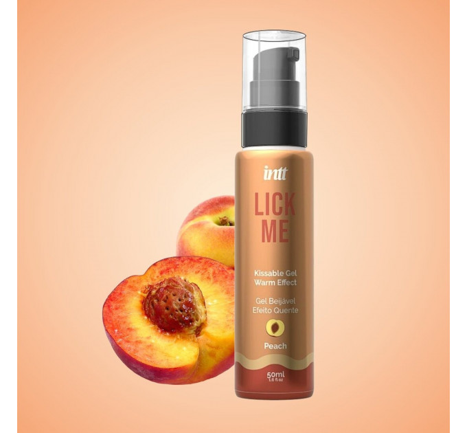 Їстівний гель зі смаком персика Intt Lick Me Peach та зігріваючим ефектом, 50 мл