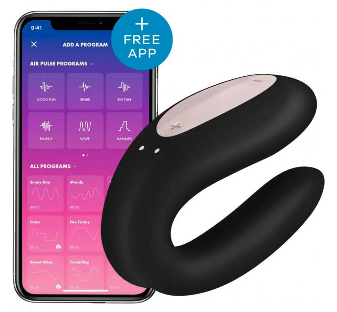 Вібромасажер для пар Satisfyer Double Joy, чорний