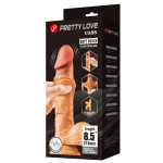 Вибратор на присоске с хребтом Pretty Love Cass с подвижной кожей, телесный, 21.8 х 4.6 см