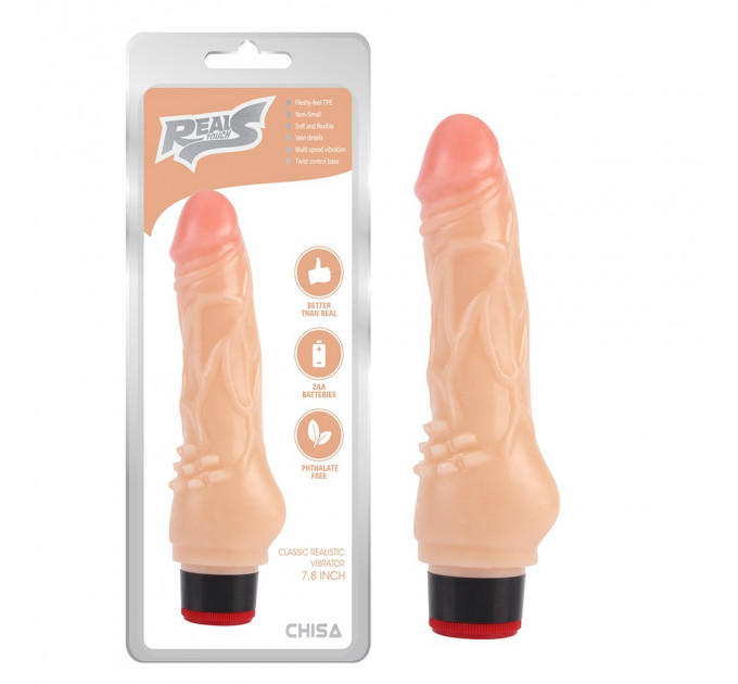 Вибратор реалистичный Chisa Real Touch S на батарейках, бежевый