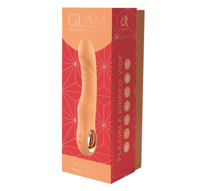 Вібратор ребристий Dream Toys Glam Flexible Ribbed Vibe, помаранчевий