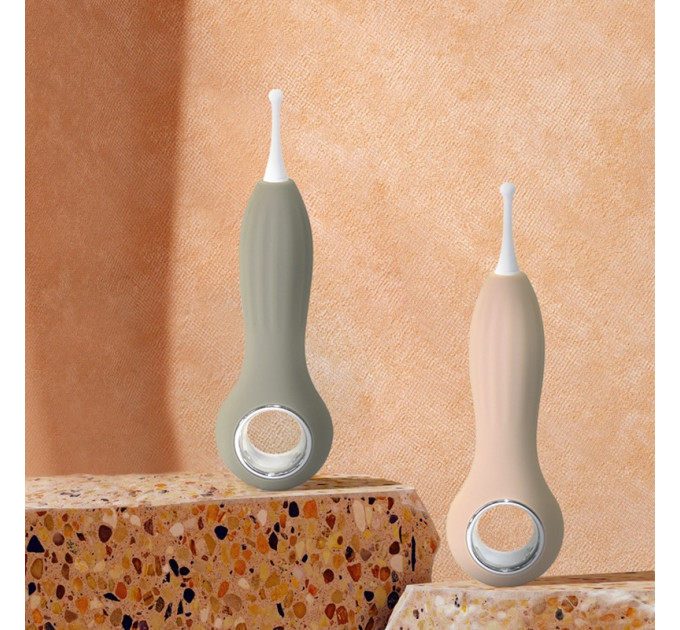 Вібратор точковий з насадками Sweet Em для клітора, бежевий, 14.5 см