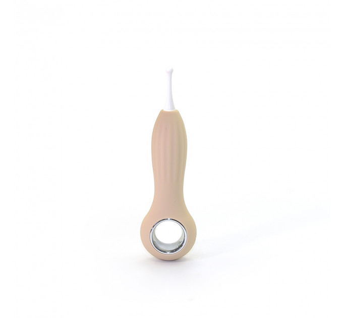 Вібратор точковий з насадками Sweet Em для клітора, бежевий, 14.5 см