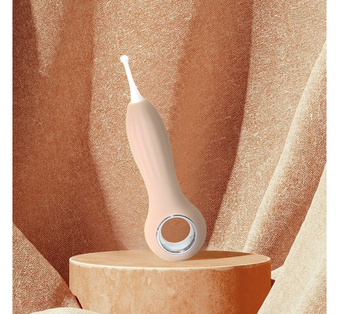 Вібратор точковий з насадками Sweet Em для клітора, бежевий, 14.5 см