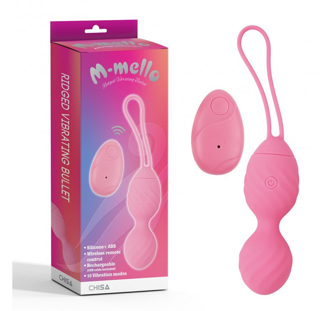 Виброяйцо с пультом управления Chisa M-mello Ridged Vibrating Bullet, розовый