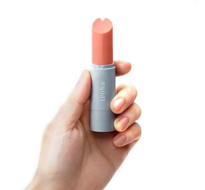 Вибропуля в виде помады Iroha Stick Tenga, медицинский силикон, оранжевая с серым