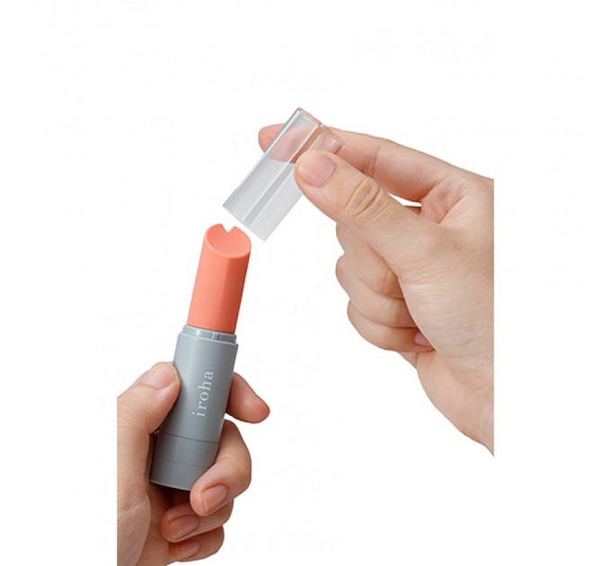 Вибропуля в виде помады Iroha Stick Tenga, медицинский силикон, оранжевая с серым