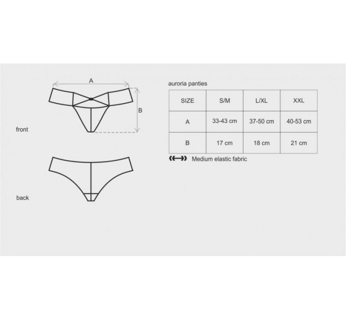 Трусики кружевные с декоративным бантиком Obsessive AURORIA Panties синие, XXL