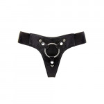 REA047 Трусики для страпона Ouch!, кожаные, черные, One Size