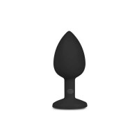 Анальная пробка с кристаллом Easytoys, силиконовая, чёрная, 7.5 х 2.8 см.