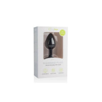 Анальная пробка с кристаллом Easytoys, силиконовая, чёрная, 7.5 х 2.8 см.