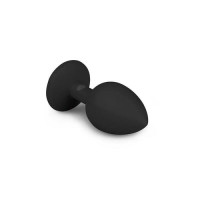 Анальная пробка с кристаллом Easytoys, силиконовая, чёрная, 7.5 х 2.8 см.