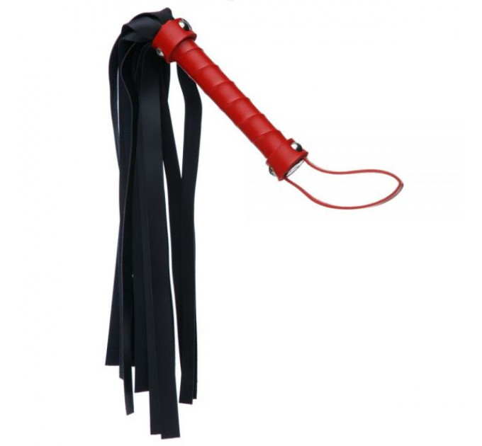 F61426 батіг з екошкіри з червоною рукояткою FLOGGER BLACK / RED