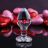 Анальна пробка скляна M ADAM ET EVE RED HEART GEM GLASS PLUG MEDIUM