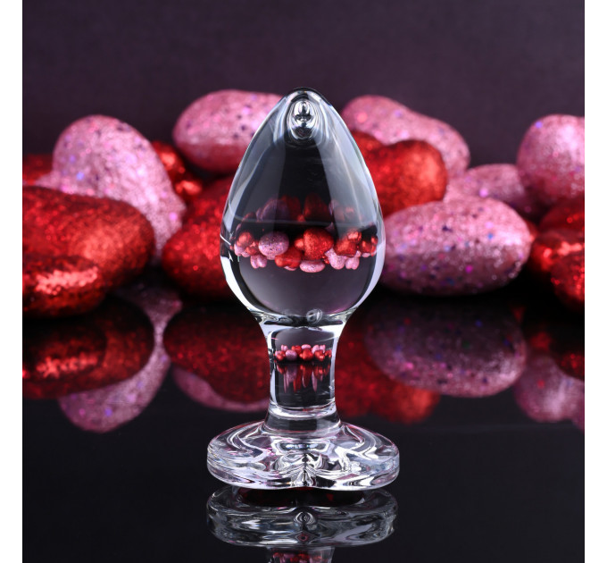Анальная пробка стеклянная размер M ADAM ET EVE RED HEART GEM GLASS PLUG MEDIUM