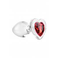 Анальна пробка скляна M ADAM ET EVE RED HEART GEM GLASS PLUG MEDIUM