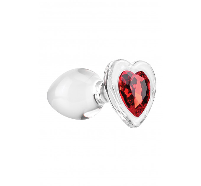 Анальная пробка стеклянная размер M ADAM ET EVE RED HEART GEM GLASS PLUG MEDIUM