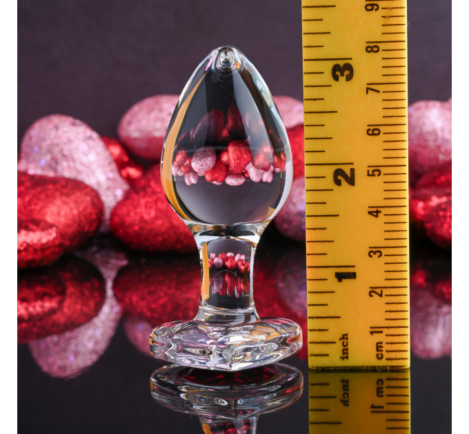 Анальная пробка стеклянная размер M ADAM ET EVE RED HEART GEM GLASS PLUG MEDIUM