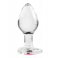 Анальна пробка скляна M ADAM ET EVE RED HEART GEM GLASS PLUG MEDIUM