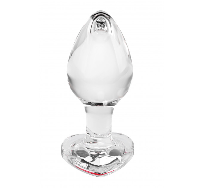 Анальная пробка стеклянная размер M ADAM ET EVE RED HEART GEM GLASS PLUG MEDIUM